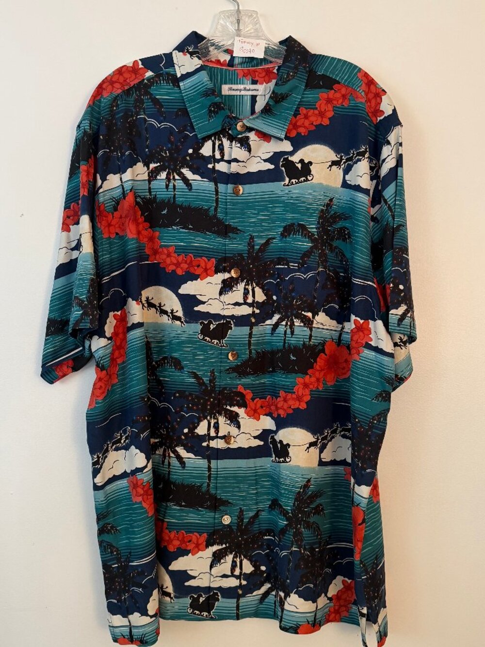 Tommy Bahama "Moonlight in Paradise" Christmas Santa Claus Hawaiian Camp Shirt